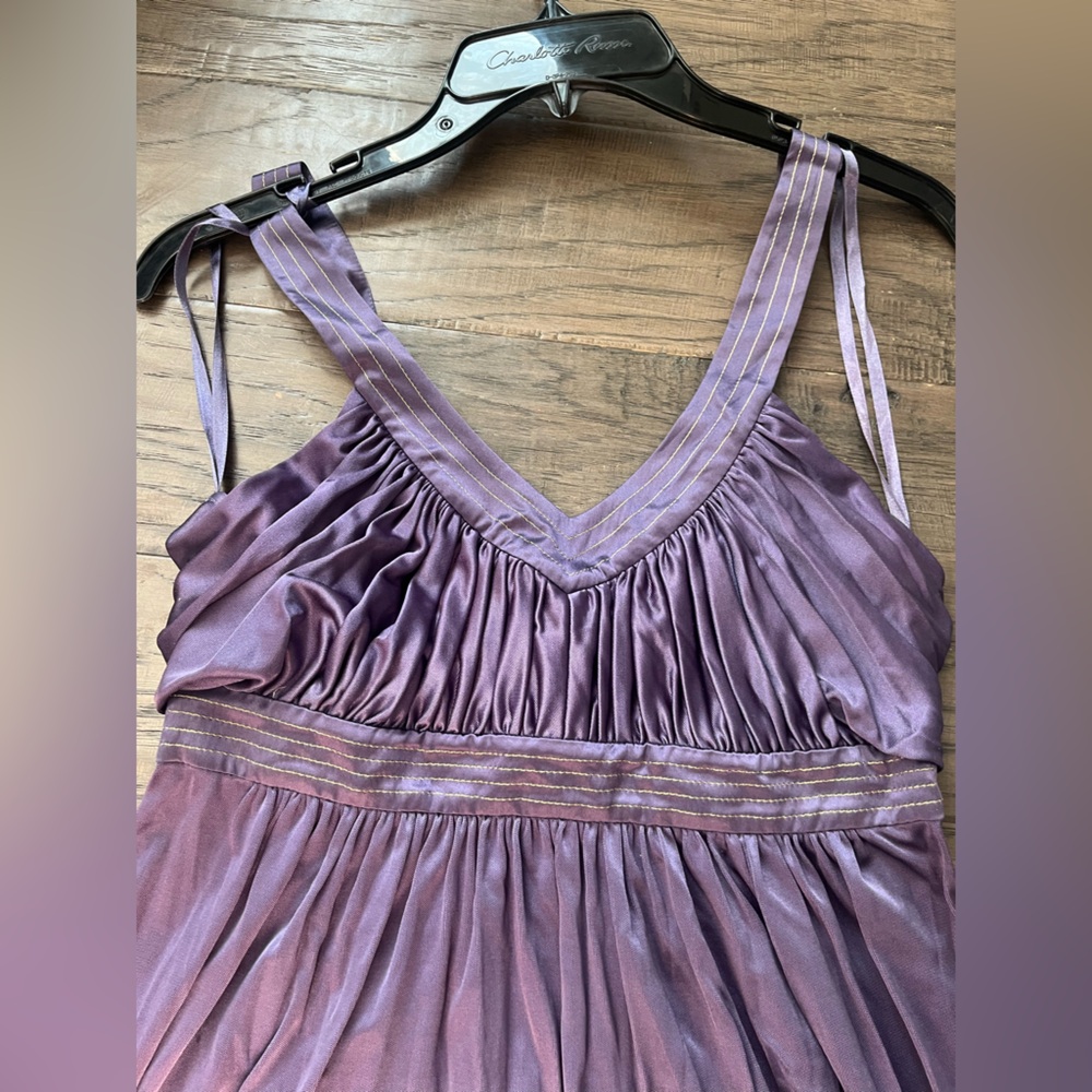Women's Purple Pleated Cocktail Dress - Picture 3 of 8